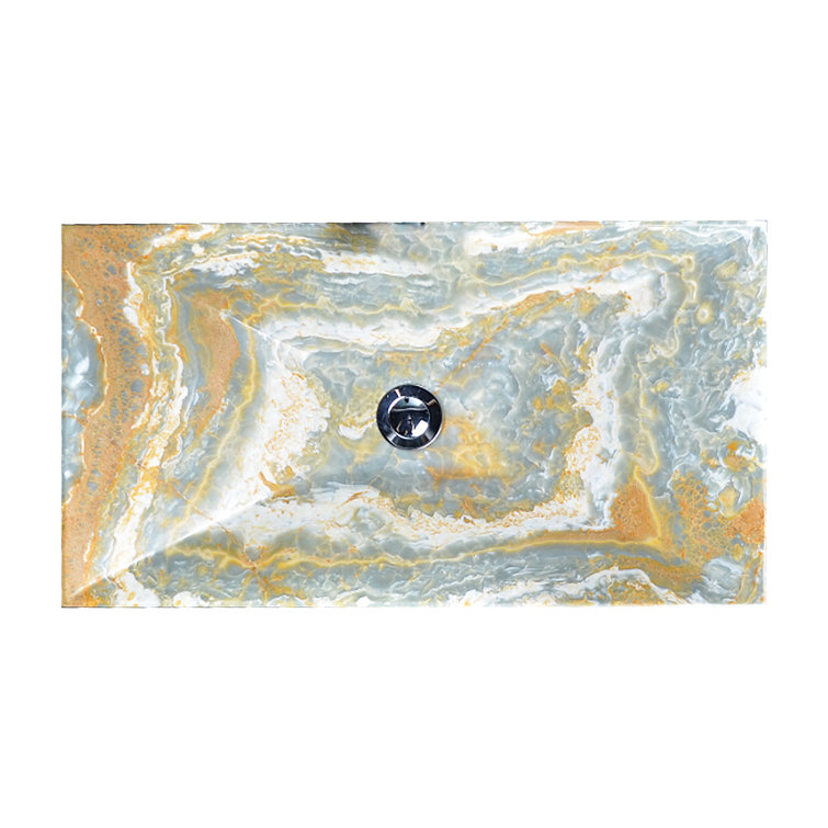 Light Brown Onyx Rectangular Above-Counter Bathroom Sink