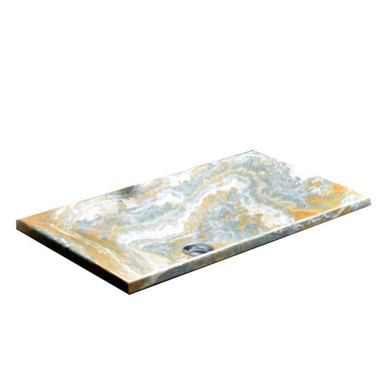 Light Brown Onyx Rectangular Above-Counter Bathroom Sink