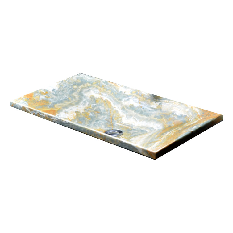 Light Brown Onyx Rectangular Above-Counter Bathroom Sink