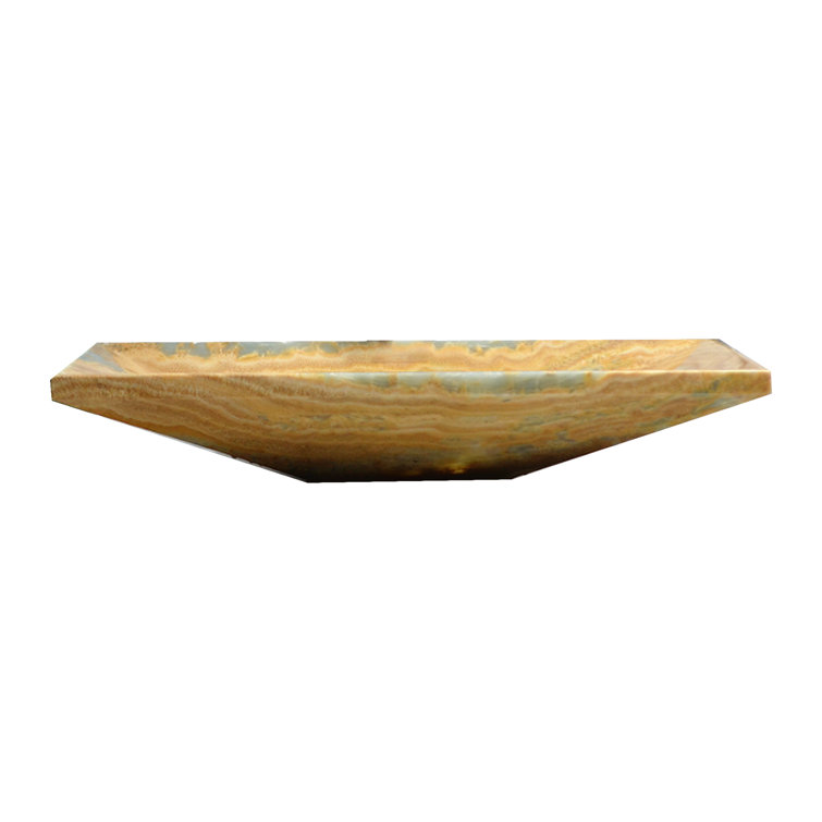 Light Brown Onyx Rectangular Above-Counter Bathroom Sink