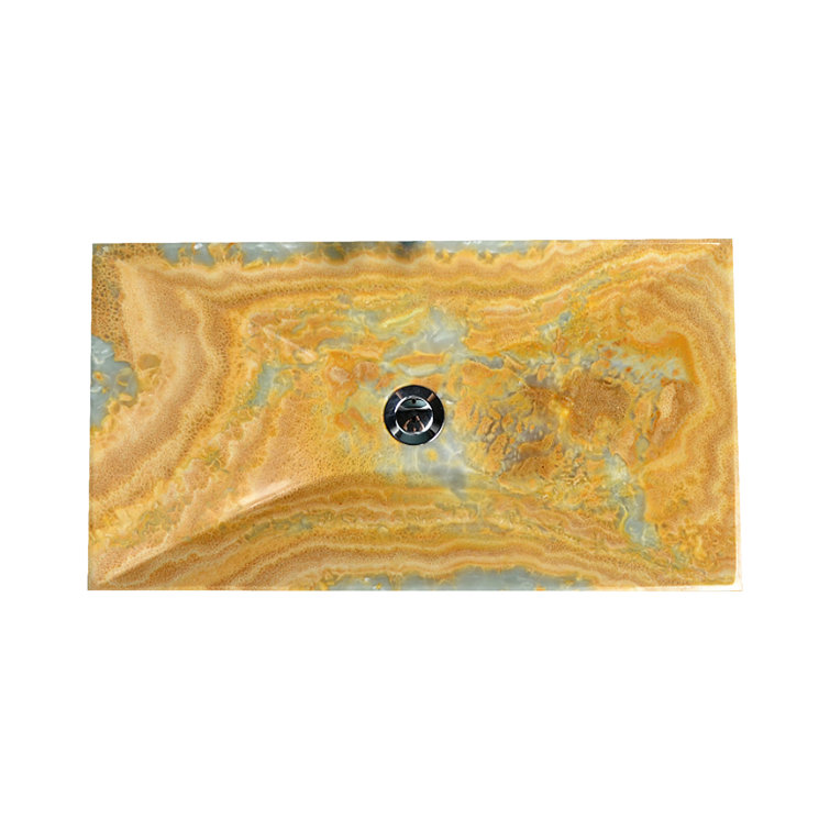 Light Brown Onyx Rectangular Above-Counter Bathroom Sink