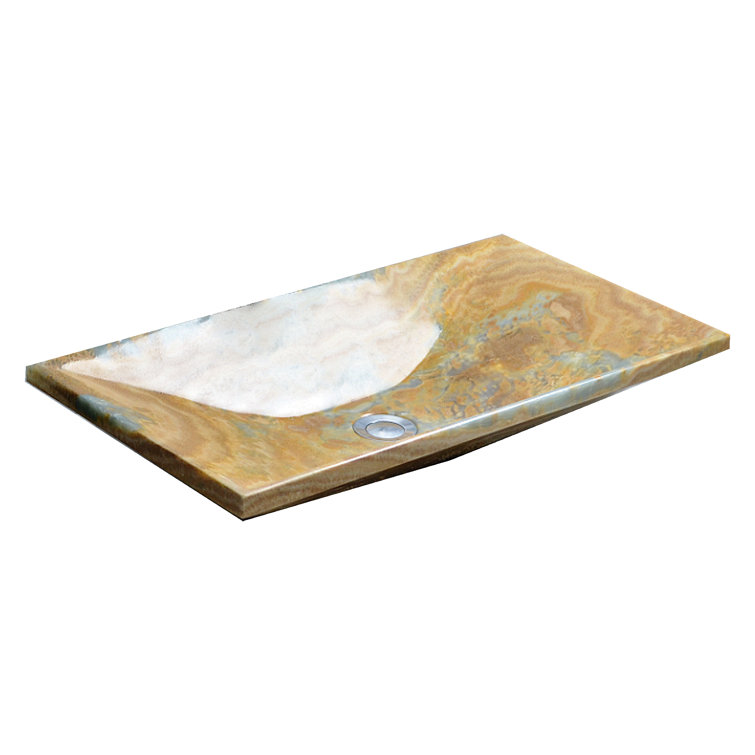 Light Brown Onyx Rectangular Above-Counter Bathroom Sink