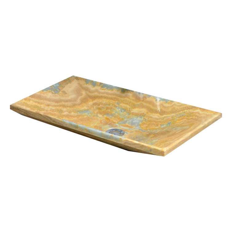 Light Brown Onyx Rectangular Above-Counter Bathroom Sink