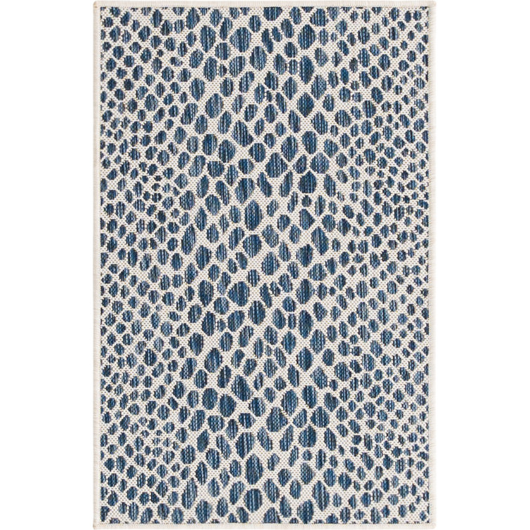 Cape Town Blue and Ivory Rectangular Outdoor Rug