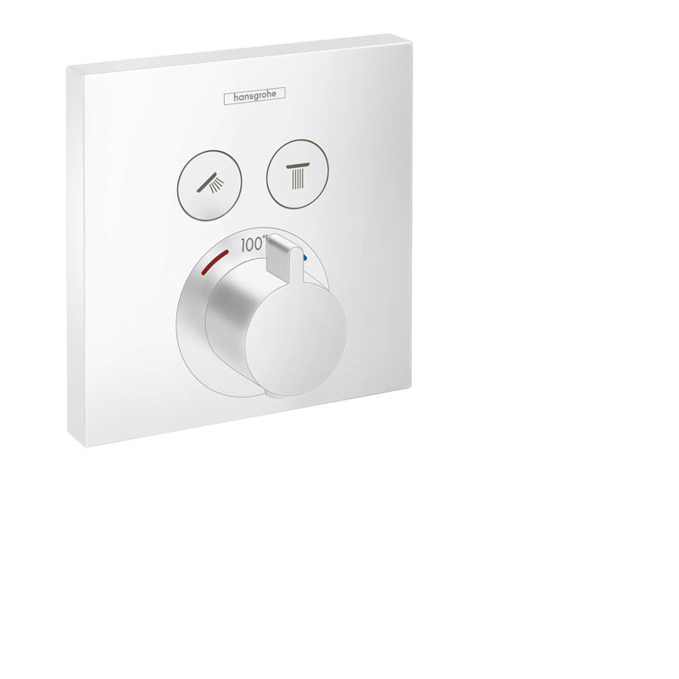 Matte White Modern Wall-Mounted Shower Trim