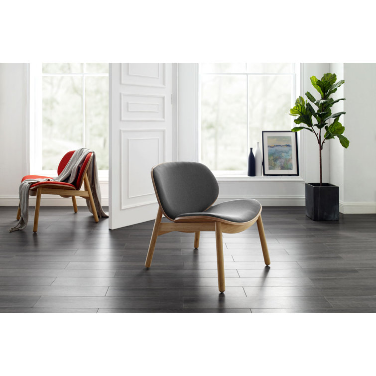 Gray Velvet Lounge Chair with Bamboo Frame