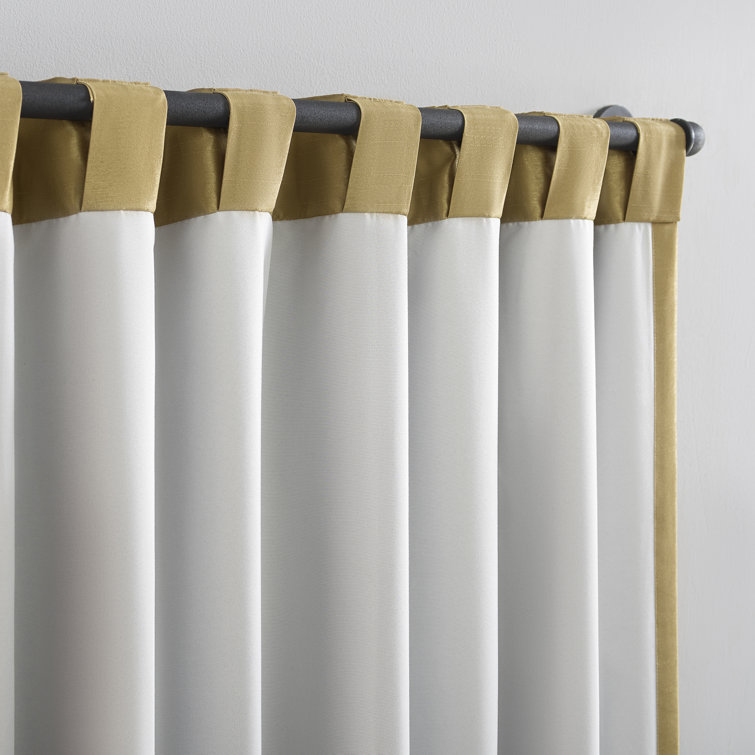Gold Faux Silk Blackout Back Tab Curtain Panel 50" x 84"