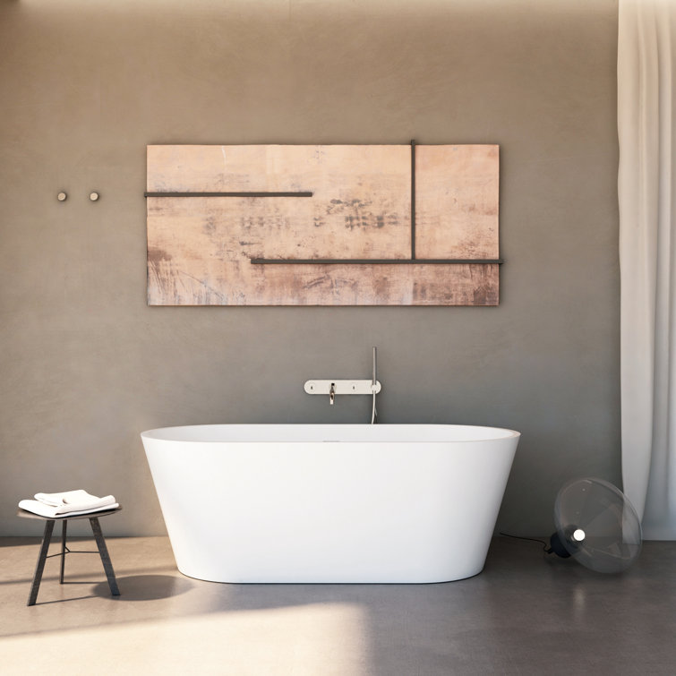 59'' White Matte Solid Surface Freestanding Bathtub