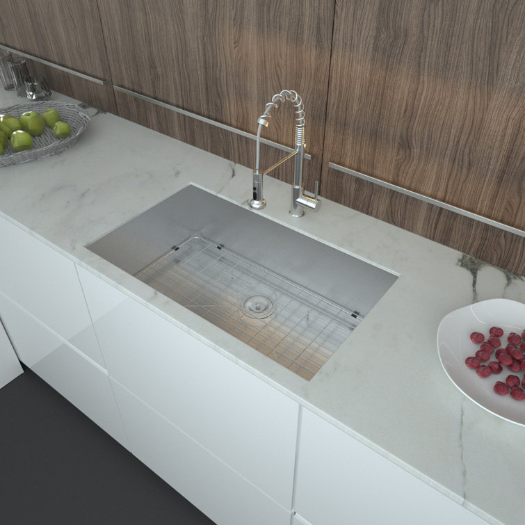 32'' Stainless Steel Undermount Single Bowl Kitchen Sink with Accessories