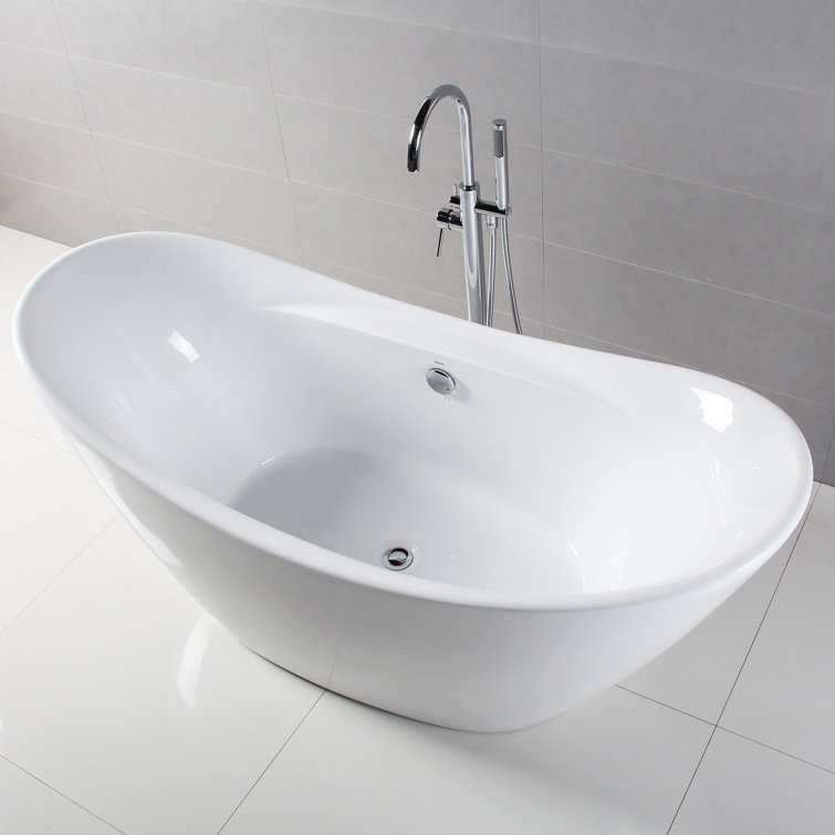 Boracay 67" Glossy White Acrylic Freestanding Bathtub