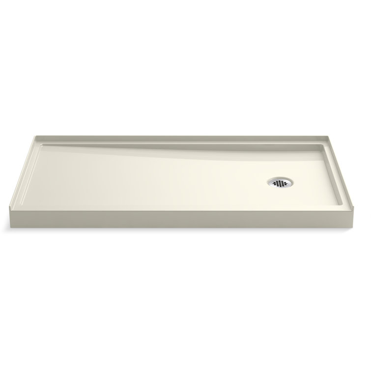 Biscuit Acrylic Single Threshold Shower Base with Right-Hand Drain