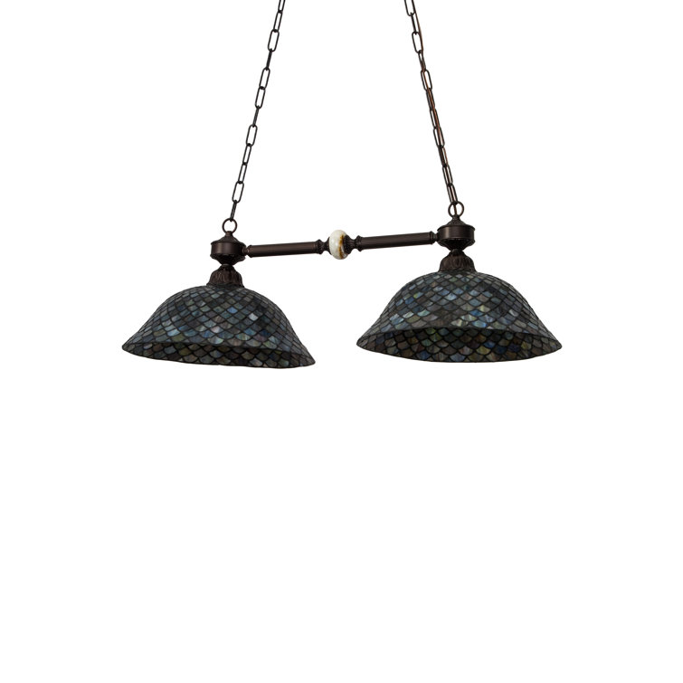 Mahogany Bronze & Onyx Accent 2-Light Victorian Tiffany Island Pendant