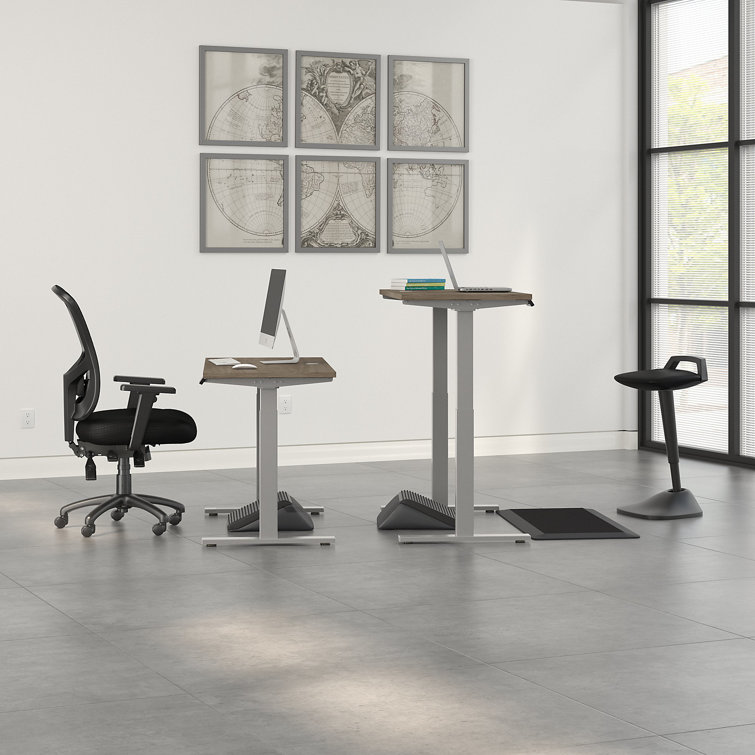ErgoFlex Black Walnut and Cool Gray Electric Sit-Stand Desk 47.6"