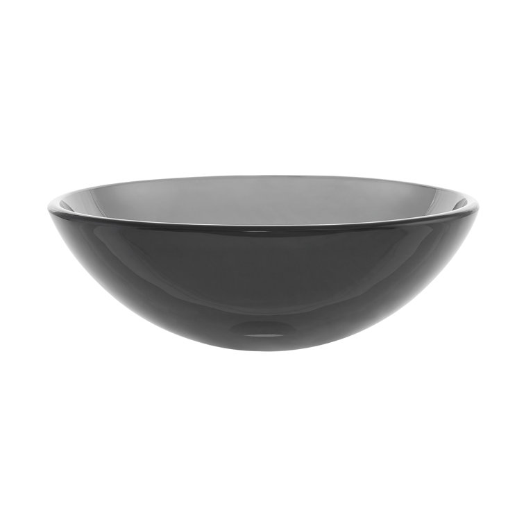 Cascade Black Glass Above-Counter Vessel Sink with Faucet