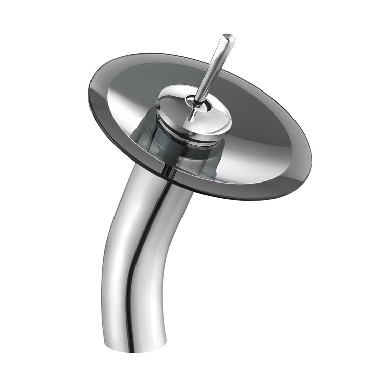 Cascade Black Glass Above-Counter Vessel Sink with Faucet