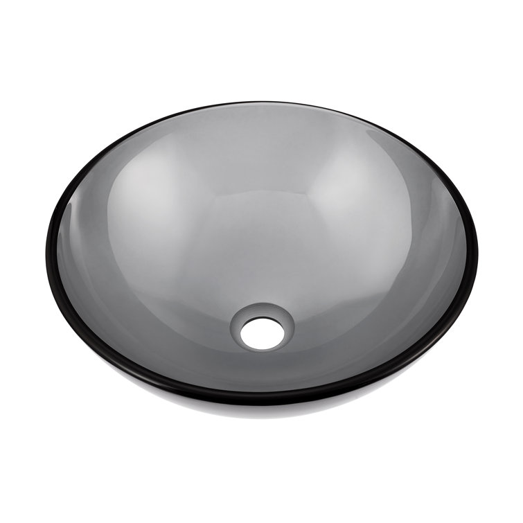 Cascade Black Glass Above-Counter Vessel Sink with Faucet