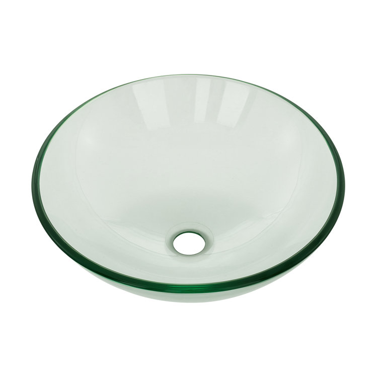 Cascade Clear Glass 16.5'' Vessel Sink with Waterfall Faucet