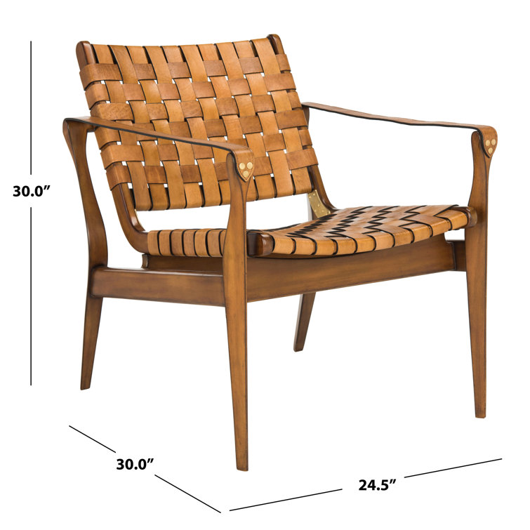Light Brown Mahogany and Leather Safari Armchair