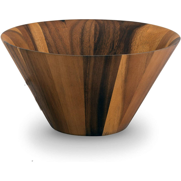 Tall Acacia Wood Salad Bowl for Serving Fruit and Snacks