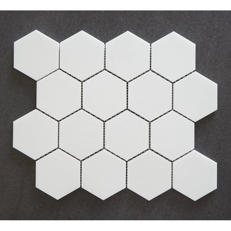 Thassos White Marble Hexagon Mosaic Shower Tile