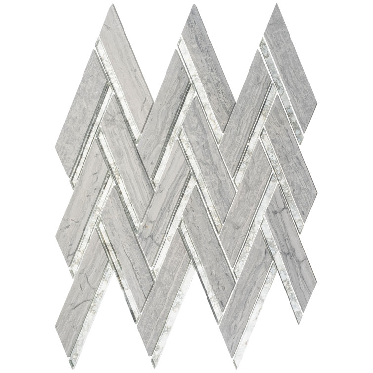 Skylar Polished White Marble Chevron Mosaic Tile