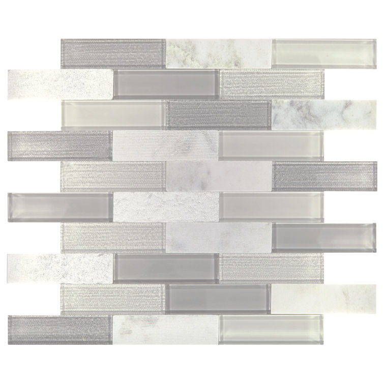 Daphne White Glass and Marble Peel and Stick Mosaic Tile