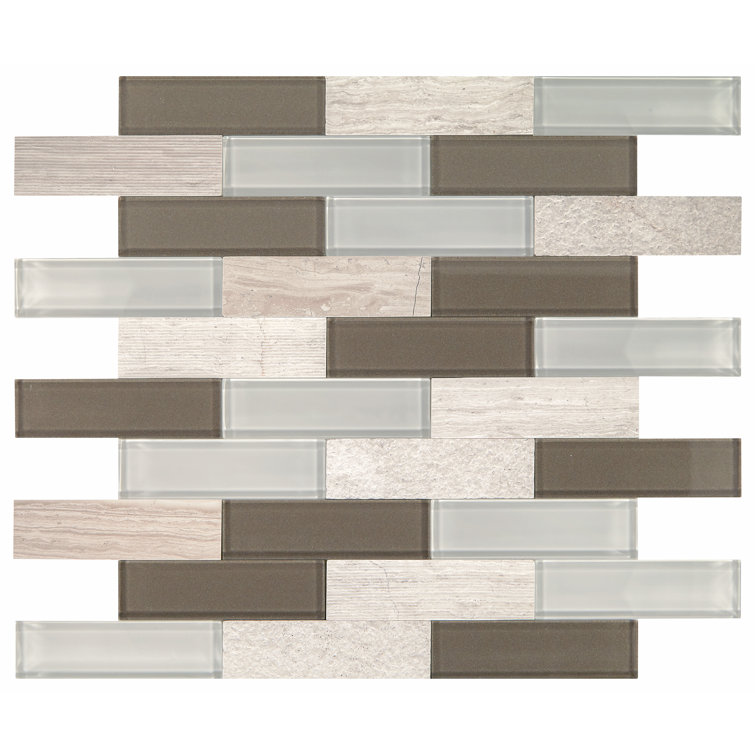 Chenille White Natural Stone and Glass Peel and Stick Mosaic Tile
