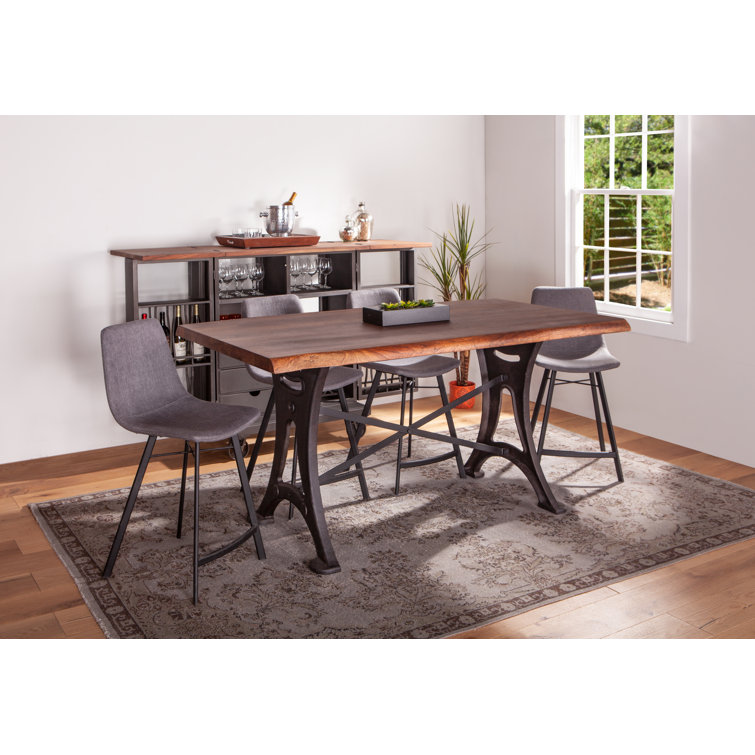 Natural Walnut and Iron Rectangular Dining Table