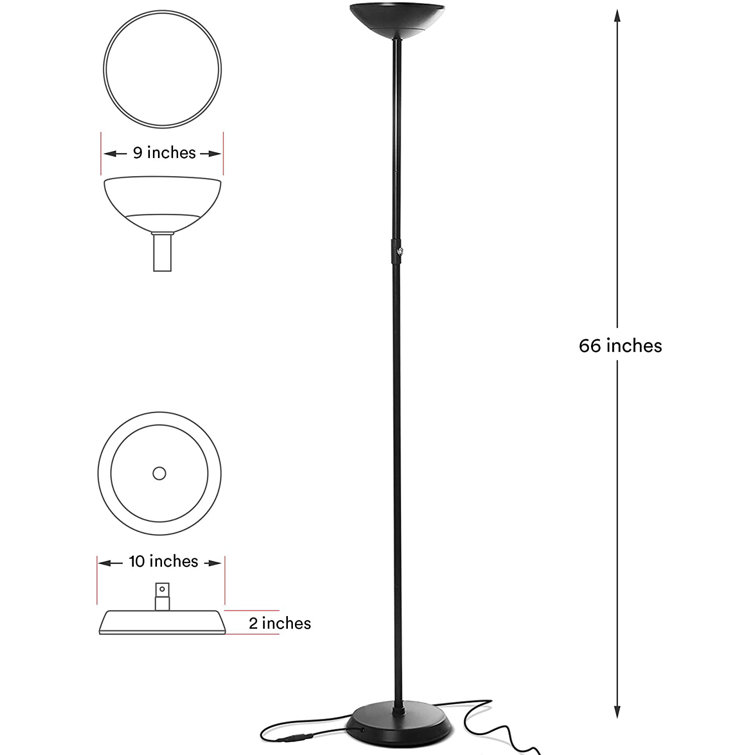 Matte Black 66" Energy-Efficient LED Torchiere for Versatile Use