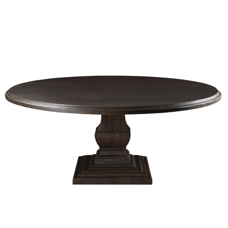 Vintage Brown Round Mango Wood Pedestal Dining Table