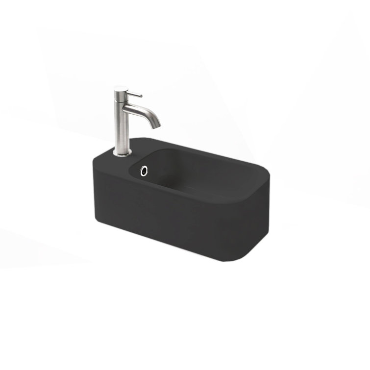 Matte Black Ceramic Wall-Mount Rectangular Bathroom Sink