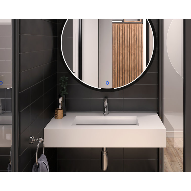 Pyramid 36" Matte White Solid Surface Wall-Mount Bathroom Sink