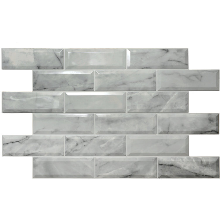 24" x 39" Off-White Faux Marble 3D Vinyl Wall Panels