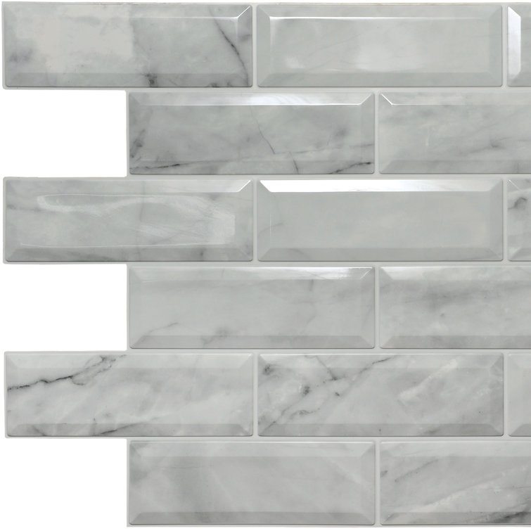 24" x 39" Off-White Faux Marble 3D Vinyl Wall Panels