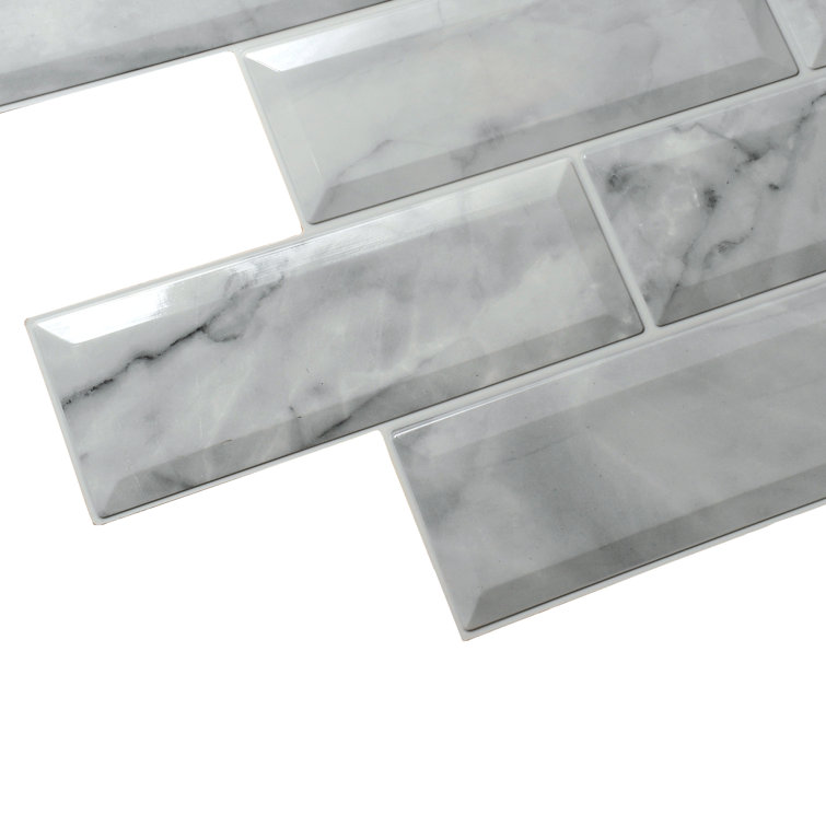 24" x 39" Off-White Faux Marble 3D Vinyl Wall Panels