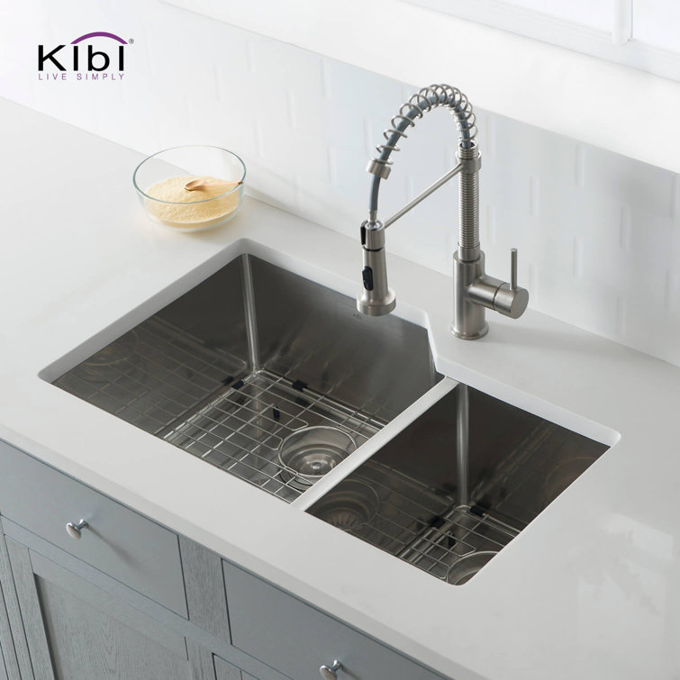 32'' Stainless Steel Undermount Double Bowl Kitchen Sink