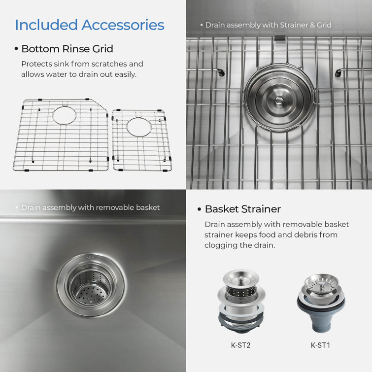 32'' Stainless Steel Undermount Double Bowl Kitchen Sink