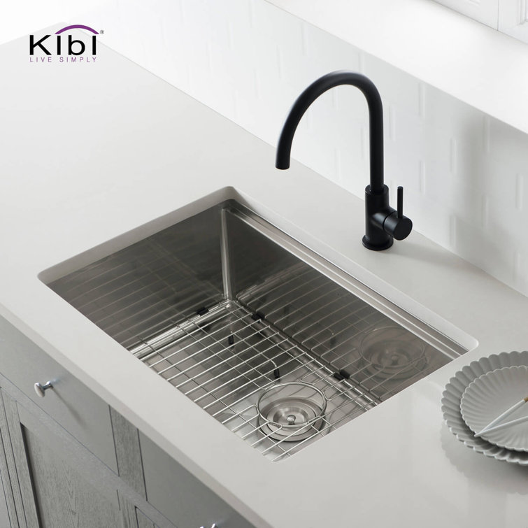 28'' Satin Stainless Steel Undermount Single Bowl Kitchen Sink