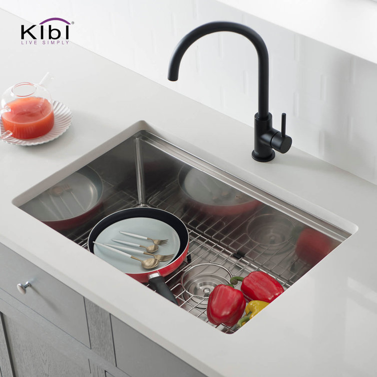 28'' Satin Stainless Steel Undermount Single Bowl Kitchen Sink