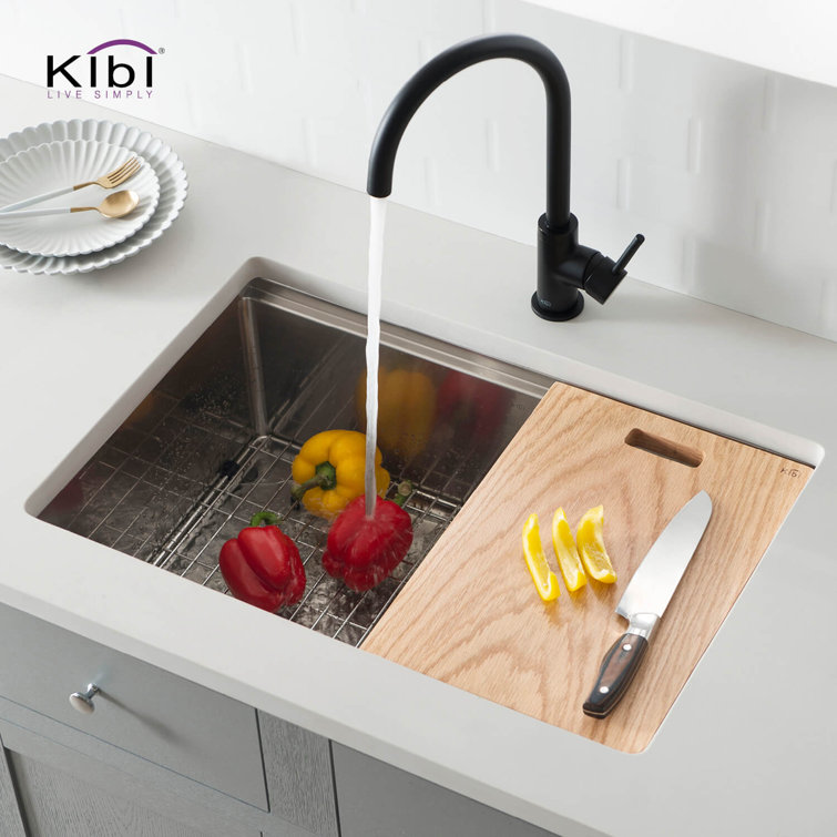 28'' Satin Stainless Steel Undermount Single Bowl Kitchen Sink