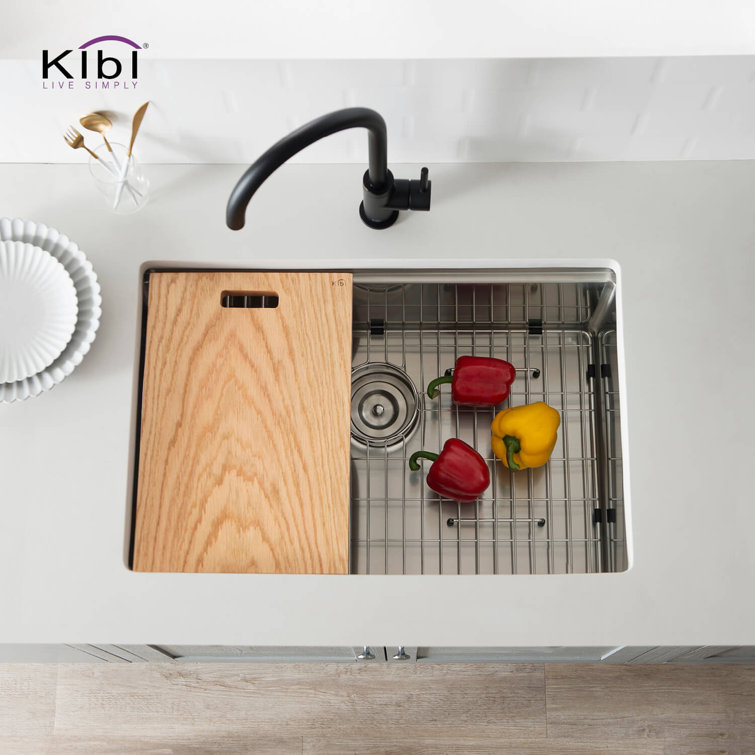 28'' Satin Stainless Steel Undermount Single Bowl Kitchen Sink