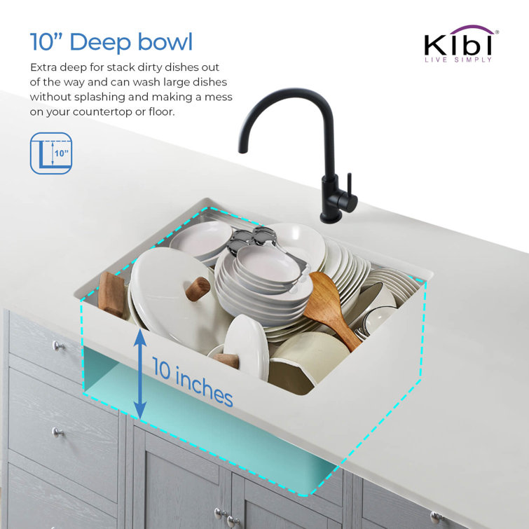 28'' Satin Stainless Steel Undermount Single Bowl Kitchen Sink