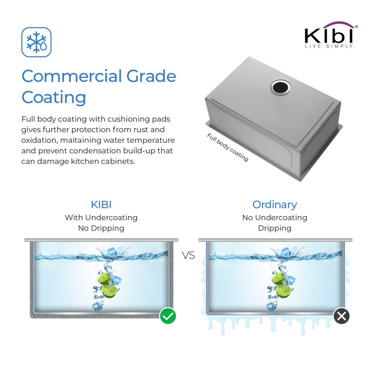 Kibi 33'' Satin Stainless Steel Single Bowl Undermount Sink