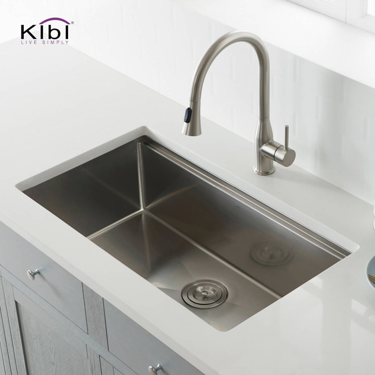 Kibi 33'' Satin Stainless Steel Single Bowl Undermount Sink