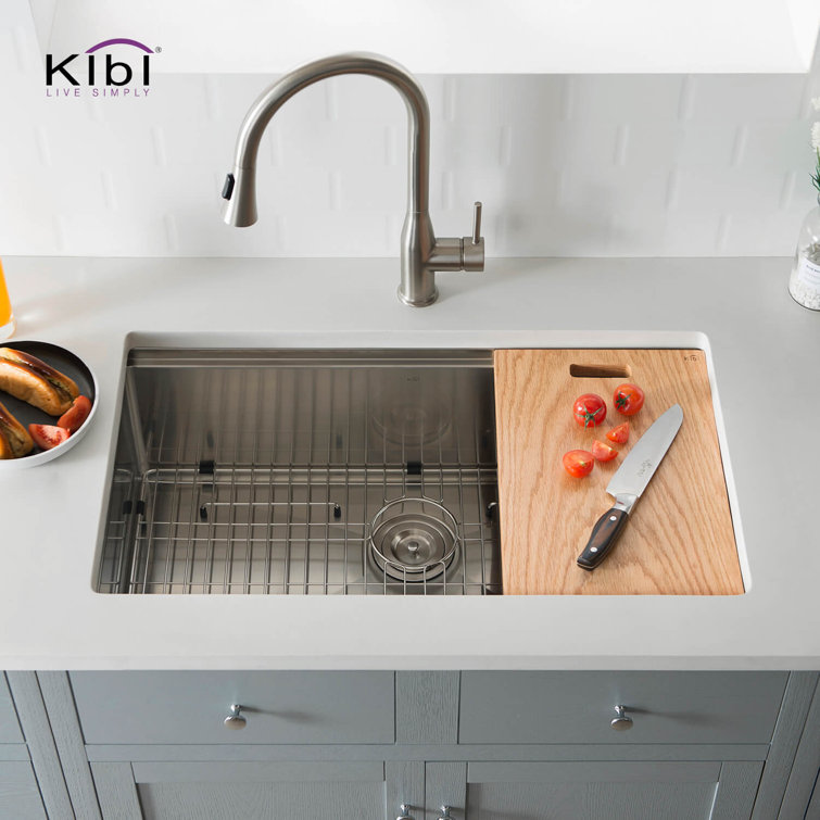 Kibi 33'' Satin Stainless Steel Single Bowl Undermount Sink