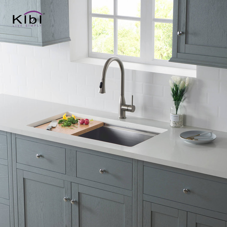 Kibi 33'' Satin Stainless Steel Single Bowl Undermount Sink