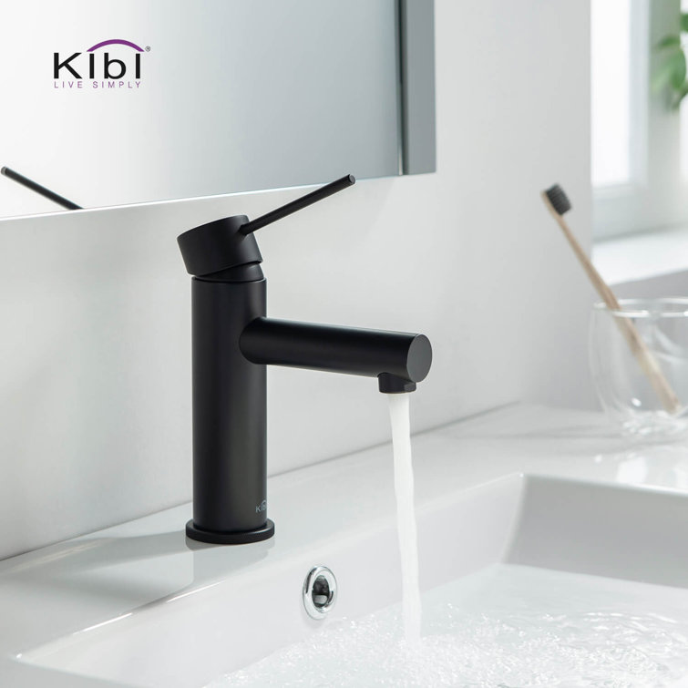 Sleek Matte Black Single-Handle Bathroom Faucet with High-Arc Spout