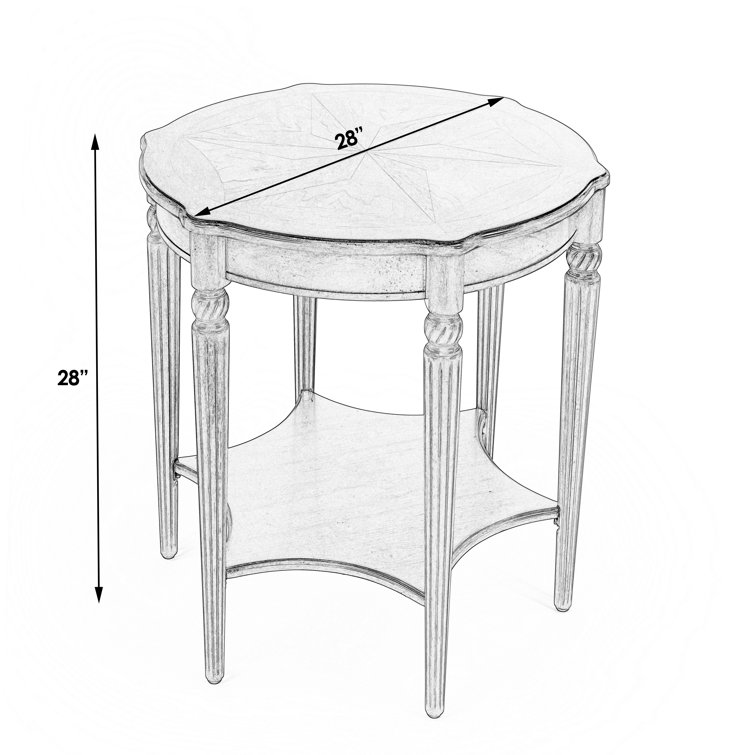 Traditional Round Cherry Wood Accent Table with Inlays