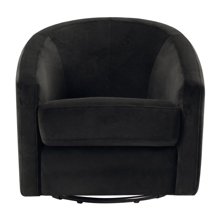 Luxurious Black Velvet Handcrafted Swivel Glider Chair