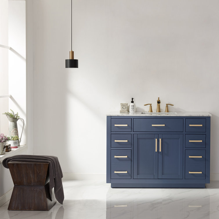 Royal Blue 47.2" Single Bathroom Vanity Cabinet with Gold Handles